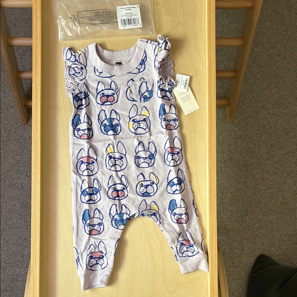 Tea Collection Purple and Blue Dog Romper